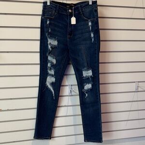 Vintage Midnight Blue Ripped Skinny Jeans